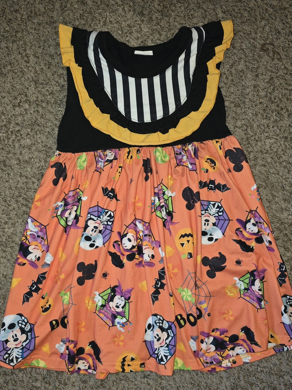 Boutique Orange&Black Disney Theme Halloween Dress with Minnie & Mickey Mouse 4T
